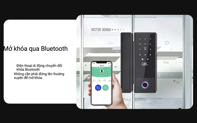 Mở khóa cửa kính Kenitsu GK01 từ xa bằng ứng dụng điện thoại kết nối Bluetooth