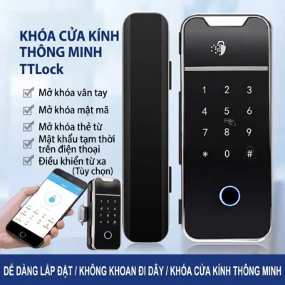 Khóa cửa kính văn phòng Kenitsu SKH8 điều khiển qua điện thoại bằng ứng dụng TTLock tiện lợi.