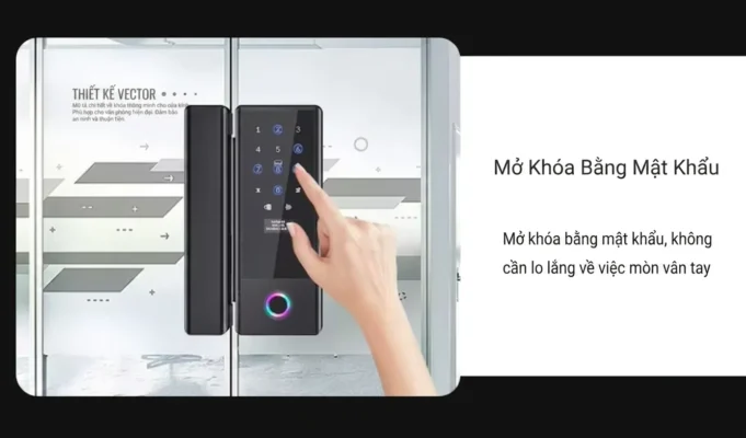 Bàn phím cảm ứng mã số mật khẩu chống mòn vân tay trên khóa cửa kính Kenitsu GK01