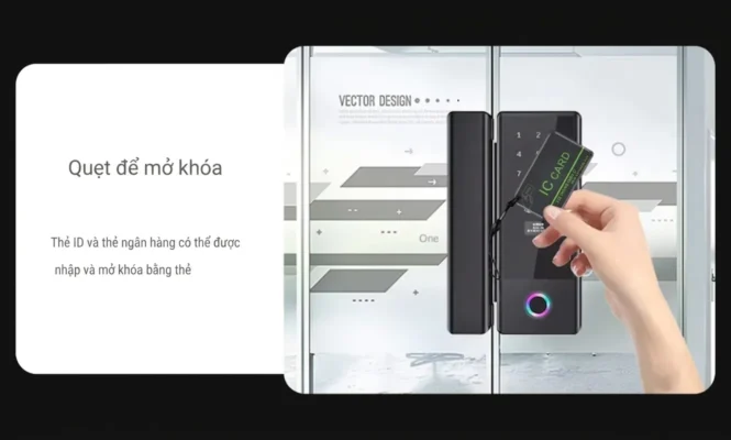 Khóa thẻ từ cửa kính văn phòng Kenitsu GK01 quẹt thẻ IC tiện lợi cho nhân viên