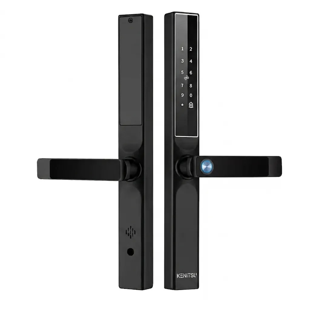Khóa từ cửa nhôm kính Kenitsu SW3 Khóa từ cửa nhôm kính Kenitsu SW3 màu đen thiết kế mặt trước và mặt sau đố hẹp