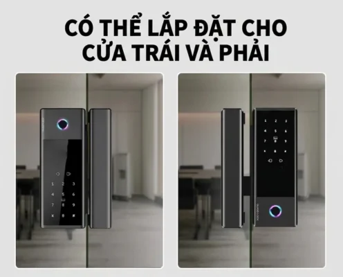 Khóa vân tay cửa kính công ty Kenitsu GK01 hỗ trợ đảo chiều lắp đặt cho cả cửa bên trái và bên phải