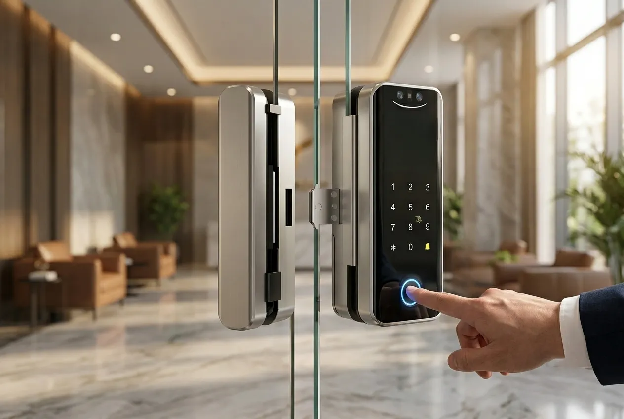 Khóa vân tay cửa kính cường lực Kenitsu cao cấp dành cho văn phòng