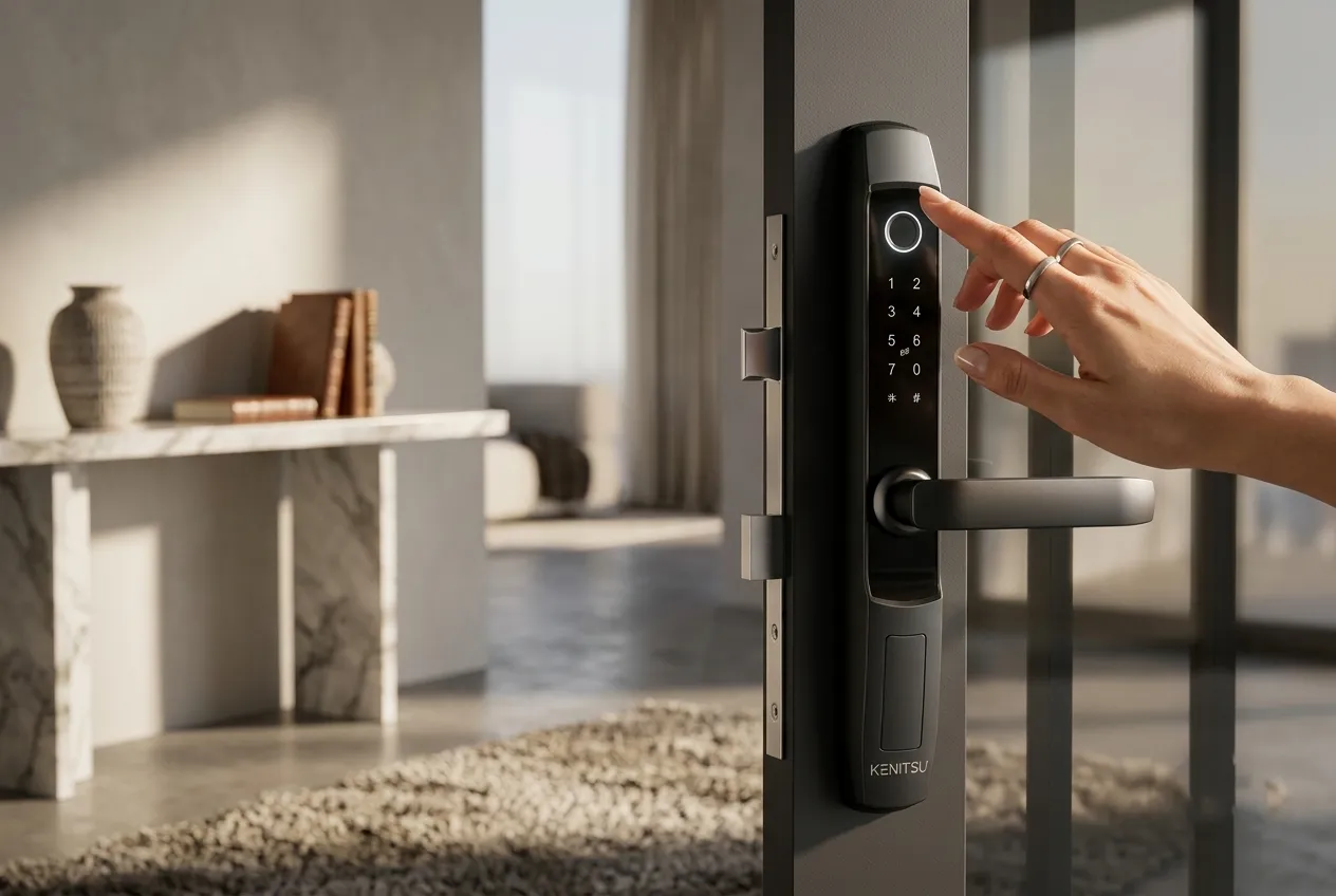 Khóa vân tay cửa nhôm kính lùa trượt Kenitsu chính hãng