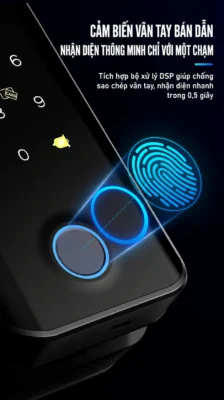Cảm biến vân tay bán dẫn của khóa cửa kính Kenitsu SH9 nhận diện khoảng 0,5 giây