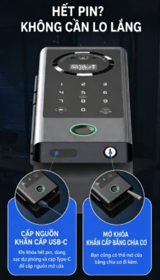 Cấp nguồn khẩn cấp USB-C và mở bằng chìa cơ trên Kenitsu SC6