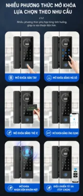 Các phương thức mở khóa Kenitsu SC6 bằng vân tay, mã số, thẻ IC, ứng dụng và khuôn mặt