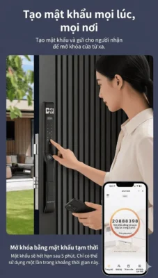 Tạo mật khẩu tạm thời từ xa bằng điện thoại cho khóa cửa nhôm Kenitsu SR5