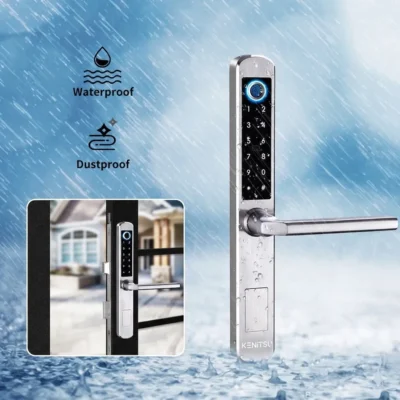 Minh họa Kenitsu SX9 trên cửa nhôm ngoài trời có thiết kế kháng nước và bụi