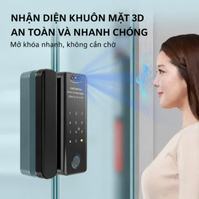 Khóa nhận diện khuôn mặt 3D cửa kính Kenitsu SH9 mở nhanh không cần chạm