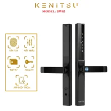 Khóa từ cửa nhôm kính Kenitsu SW3 mở bằng vân tay, mật khẩu, thẻ từ, chìa cơ và app điện thoại