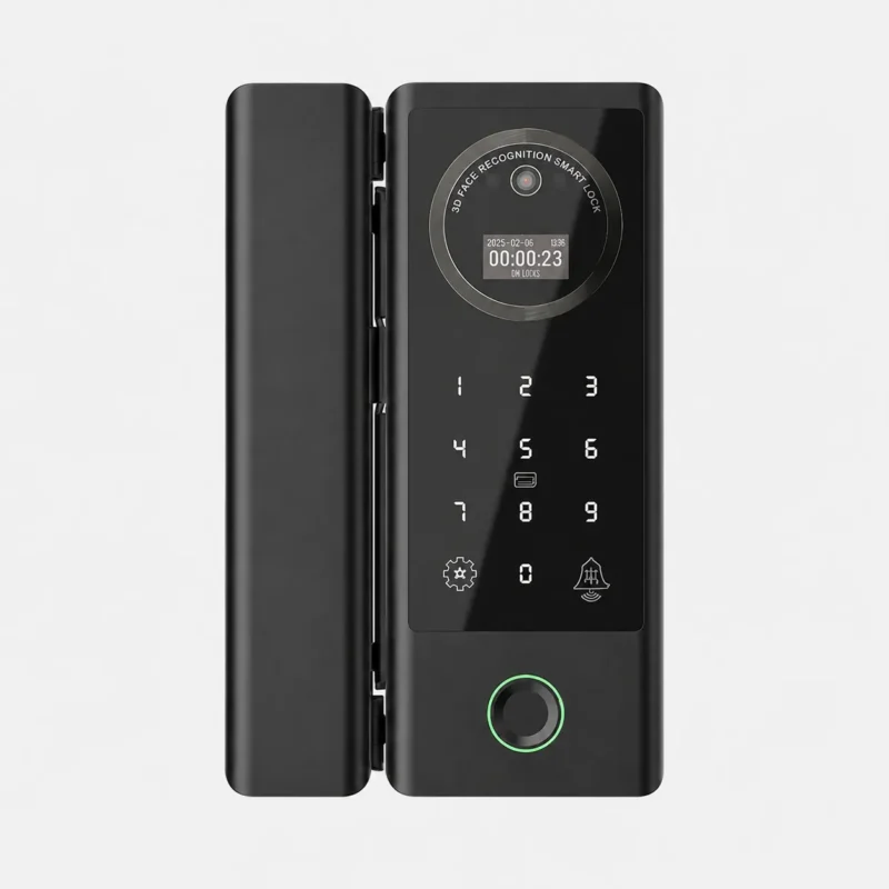 Mặt trước khóa vân tay cửa kính mở từ xa Kenitsu SC6 tích hợp Face ID 3D và cảm biến vân tay