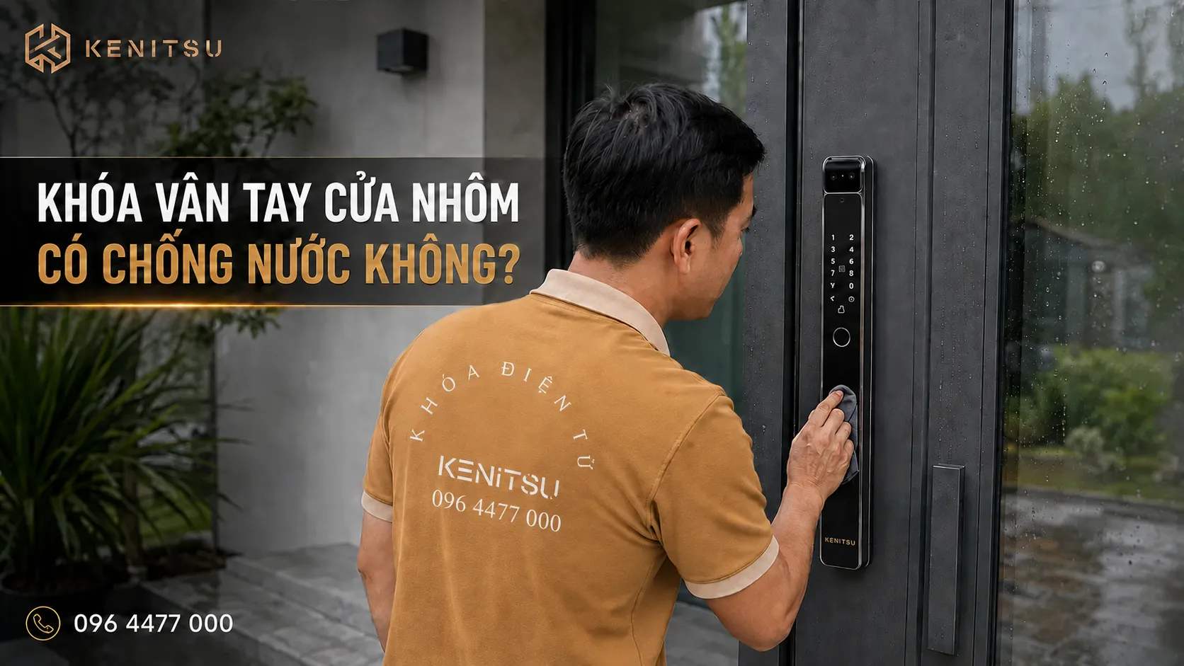Khóa vân tay cửa nhôm có chống nước không – kỹ thuật viên Kenitsu kiểm tra khóa SD5