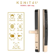 Khóa vân tay cửa nhôm kính Kenitsu SD5 màu vàng kèm ứng dụng điện thoại