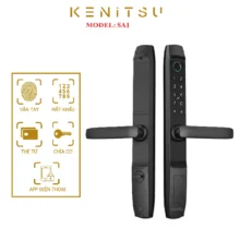 Khóa Kenitsu SA1 màu đen với vân tay, mã số, thẻ từ, app và chìa cơ