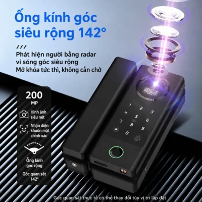 Ống kính góc rộng 142 độ và cảm biến radar trên khóa Kenitsu SC6
