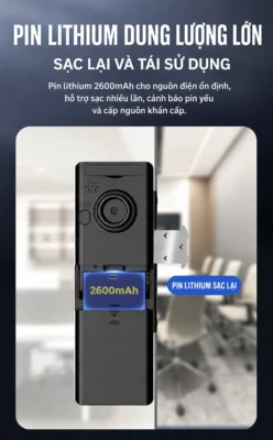 Pin lithium 2600mAh sạc lại của khóa cửa kính Kenitsu SC6