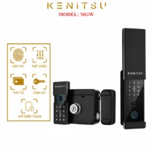 Khóa cổng vân tay ngoài trời Kenitsu MGW cùng các biểu tượng phương thức mở khóa.
