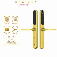 Hai mặt khóa Kenitsu SX8 màu vàng cùng bảng giới thiệu 5 cách mở cửa