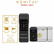 Khóa vân tay cổng sắt Kenitsu MG2 với vân tay 2 mặt và nắp che.