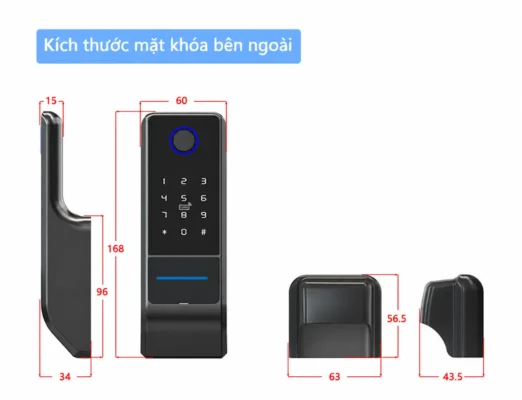 Bản vẽ kích thước mặt khóa ngoài và nắp che Kenitsu MG2